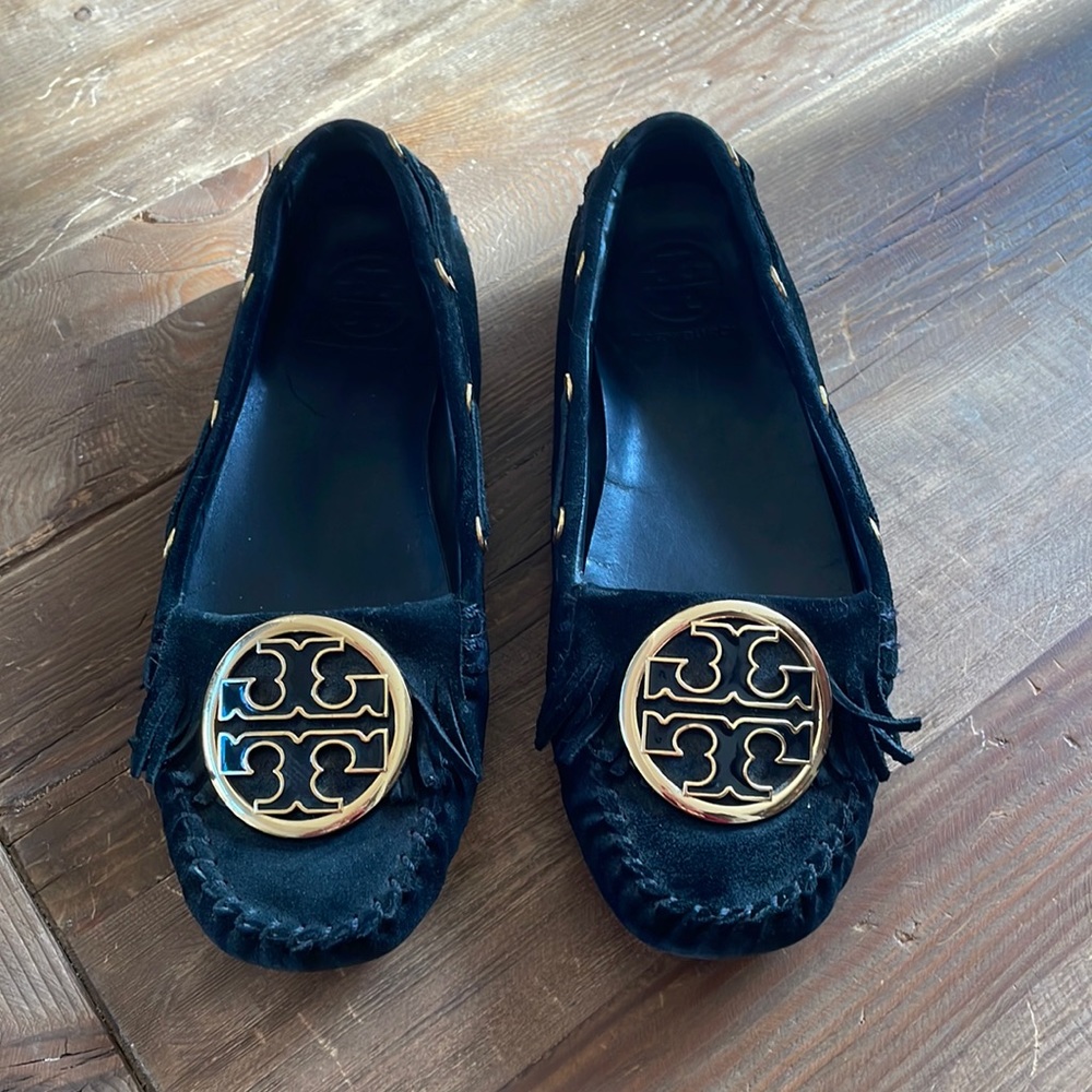 Tory Burch Alexandra Black Suede Moccasins